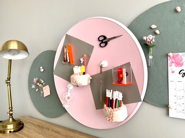 21 ideas thatll help organize your life in 2021, Upcycle a discarded satellite dish into a magnetic desk organizer