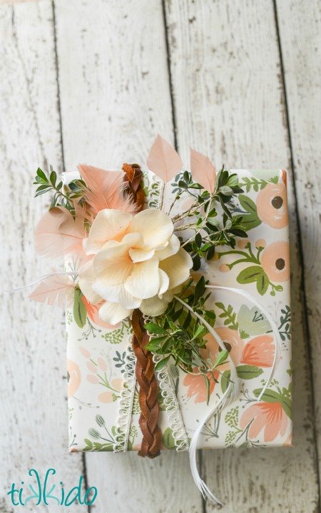 s 15 gorgeous ways to wrap your gifts this week, Go boho with whimsical gift wrapping that uses up your craft scraps
