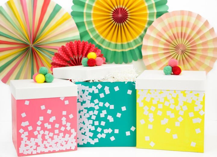 s 15 gorgeous ways to wrap your gifts this week, Turn any white box into a super celebratory gift box with Cricut