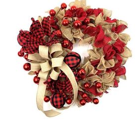 s 15 holiday wreath ideas you won t see on anyone else s front door, Create a buffalo plaid Christmas wreath