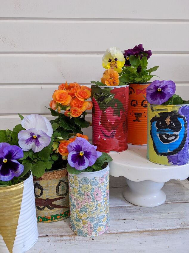 s 20 cute crafts for the kids to do while their stuck indoors, Upcycle tin cans into fun and versatile containers