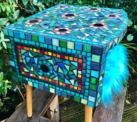 how to upcycle a vintage bedside table with mosaics, Mosaic bedside table