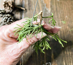 Gather small handfuls of greenery for this cute countertop look