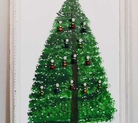 s 15 last minute christmas decorations you still have time to make, Paint a giant Christmas tree wall hanging with 3D ornaments