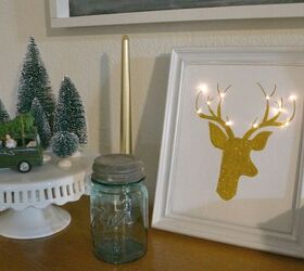 s 15 last minute christmas decorations you still have time to make, Brighten your Christmas d cor with light up framed reindeer art