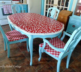 21 ways to bring your old dining table into 2021, Revamp a boring tabletop with a decoupaged vinyl tablecloth