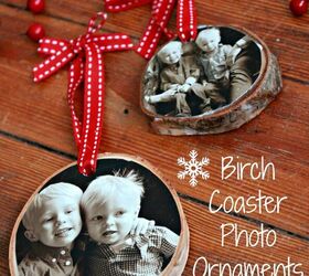 s 20 heartwarming gifts you can make from old photos, DIY these rustic birch slice photo ornaments