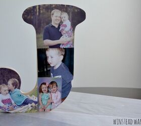 s 20 heartwarming gifts you can make from old photos, Make a photo collage on a wooden monogram