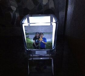 s 20 heartwarming gifts you can make from old photos, Turn a glass candle holder or jar into a glowing photo holder