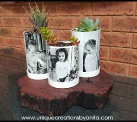 s 20 heartwarming gifts you can make from old photos, Make these PVC pipe photo planters using temporary tattoo paper