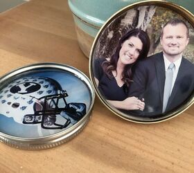 s 20 heartwarming gifts you can make from old photos, Repurpose canning lids into personalized photo coasters