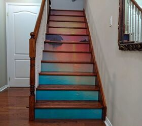 15 ideas that belong on your diy resolution list, Give your staircase a daring makeover with a vinyl sticker mural