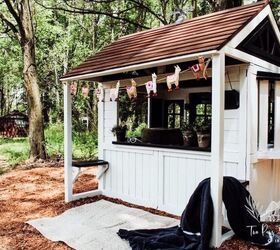 15 ideas that belong on your diy resolution list, Give a wooden playhouse a classic black and white makeover