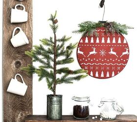 make an oversized christmas ornament from any wood round, The finished ornament