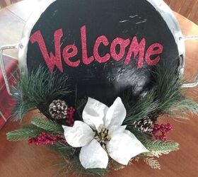 making a wreath from a serving platter
