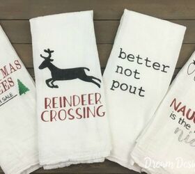 DIY Stenciled Christmas Kitchen Towels
