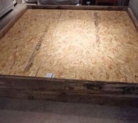 how to make your own wooden bed base, Chipboard base screwed into place
