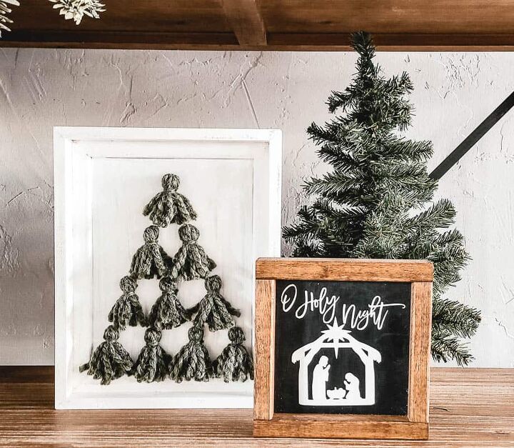 diy framed yarn christmas tassel tree