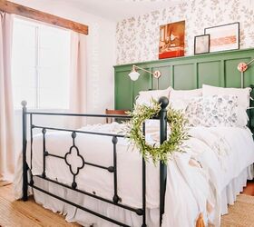 s the 15 best bedroom updates of 2020, Create a cozy cottage feel with a colorful board and batten accent wall