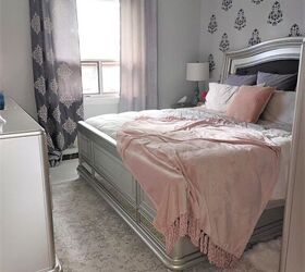 s the 15 best bedroom updates of 2020, Brighten your bedroom with a fresh white floor and stenciled walls