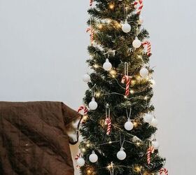 diy candy cane ornament decorating a slim christmas tree space sav