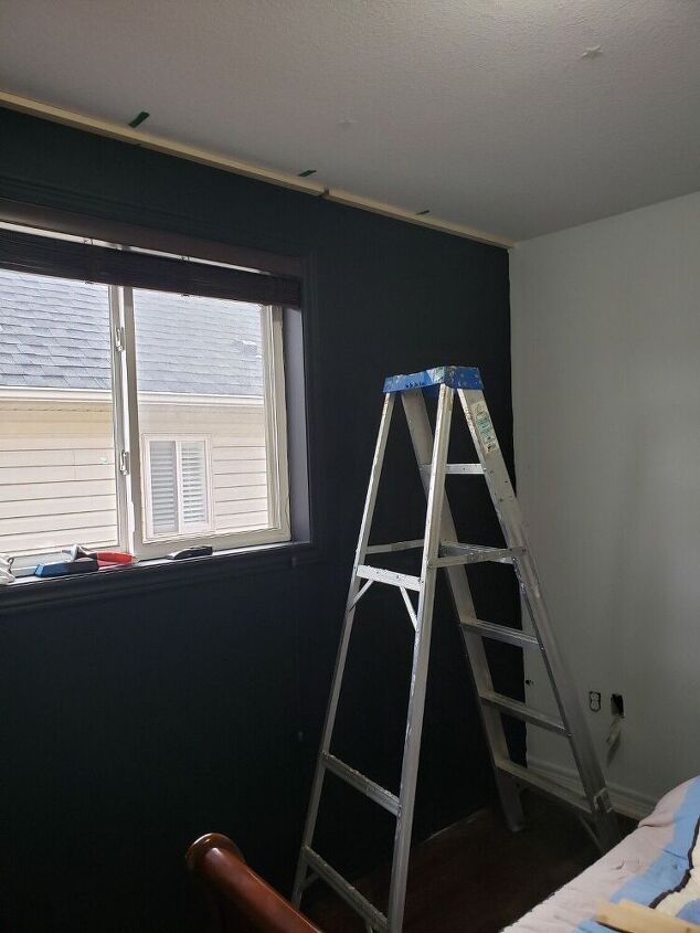 how to build a frame around a window with a curtain box, Frame Above the Window on right