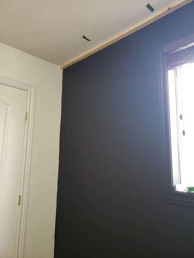 how to build a frame around a window with a curtain box, Frame above window on left
