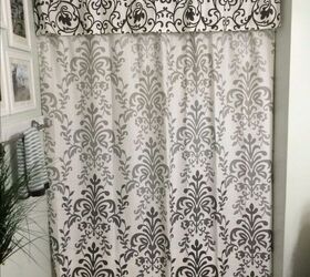 10 easy bathroom makeovers you can do in 1 day, Add class to your bathroom with a no sew shower curtain valance