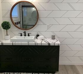 10 easy bathroom makeovers you can do in 1 day, Scribble a stunning faux tile accent wall with just a Sharpie