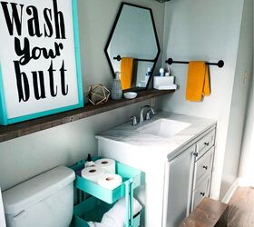10 easy bathroom makeovers you can do in 1 day, Get the illusion of expensive floating shelves without the price tag