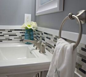 10 mini makeovers that you can pull off in just 1 weekend, Add character to your bathroom walls with a tile band