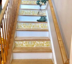 10 mini makeovers that you can pull off in just 1 weekend, Add style to your staircase with funky wallpaper