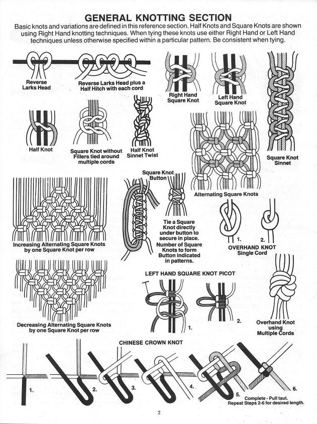 basic leaf macrame wall hanging, Basic knot examples