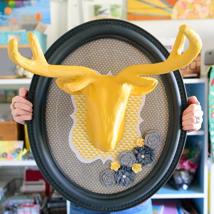 s boost your mood with these 12 colorful decor ideas, Turn a thrifted frame into stand out deer head d cor