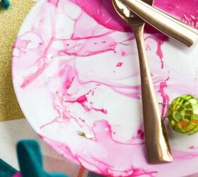 s boost your mood with these 12 colorful decor ideas, Brighten your table with gorgeous marbleized plates