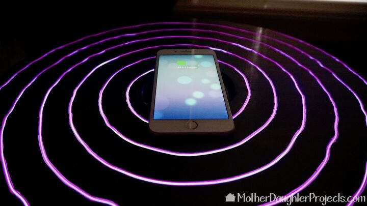 13 eye catching end tables you ll definitely want to add to your home, DIY a wireless charging nightstand using neon EL wire lighting