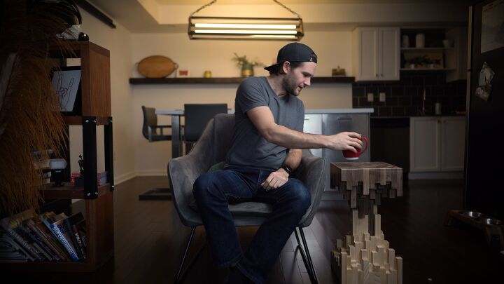 13 eye catching end tables you ll definitely want to add to your home, Build a striking pixilated wooden end table