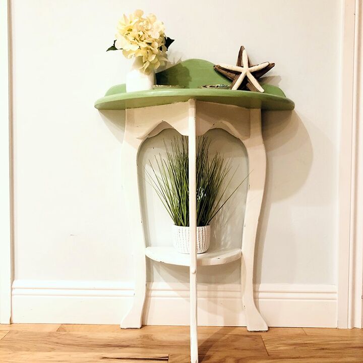 13 eye catching end tables you ll definitely want to add to your home, Brighten up a thrifted half circle side table