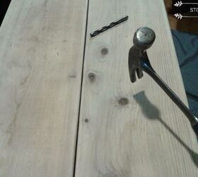 our super easy table made with wood scraps and hairpin legs, Adding Claw Marks