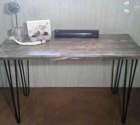 our super easy table made with wood scraps and hairpin legs, Completed Look
