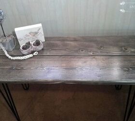 our super easy table made with wood scraps and hairpin legs, Wood Graining Enhanced