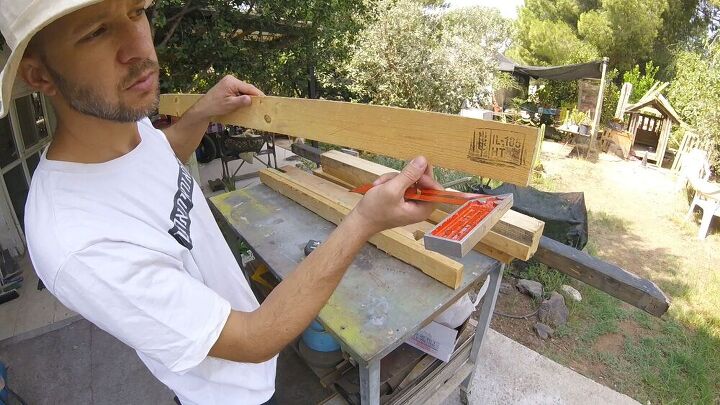 como fazer uma mesa de madeira com materiais reciclados, Me a e marque antes de cortar