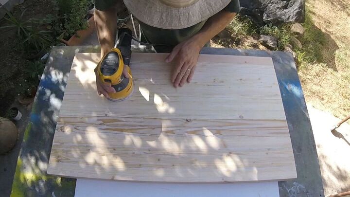 how to make wood slab from recycled materials, Sanding