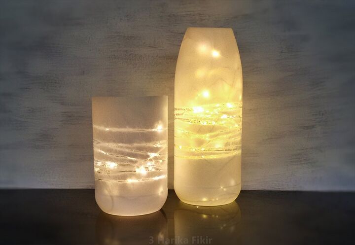 ideia para decorar o quarto com uma garrafa de plstico e uma luz led