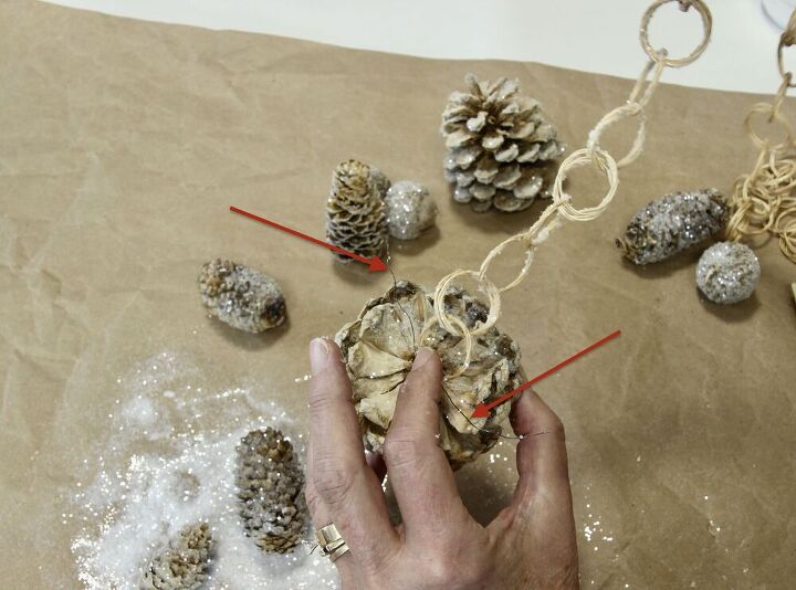 pine cone winter decor bleached and frosted pine cone tassels
