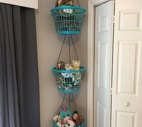 the 20 most useful home tricks techniques people shared in 2021, Make adorable organizers from laundry hampers and plant hangers
