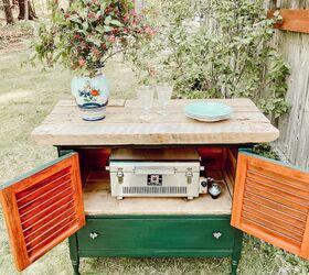 s 10 strange but stunning diys that blew us away this year, Upcycle a dresser shutters and barn wood into an outdoor grilling station