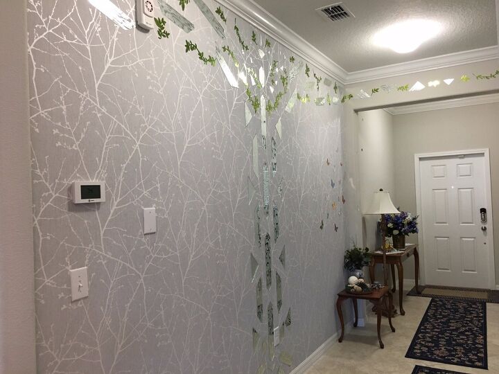 s 20 beautiful ways to decorate with mirrors, Use wall paper and mirrors to create a truly impressive tree wall