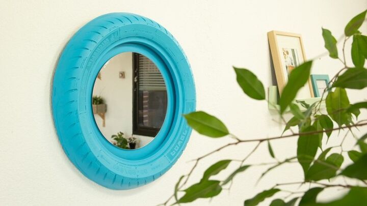 20 belas maneiras de decorar com espelhos, Como fazer um espelho de parede com um pneu