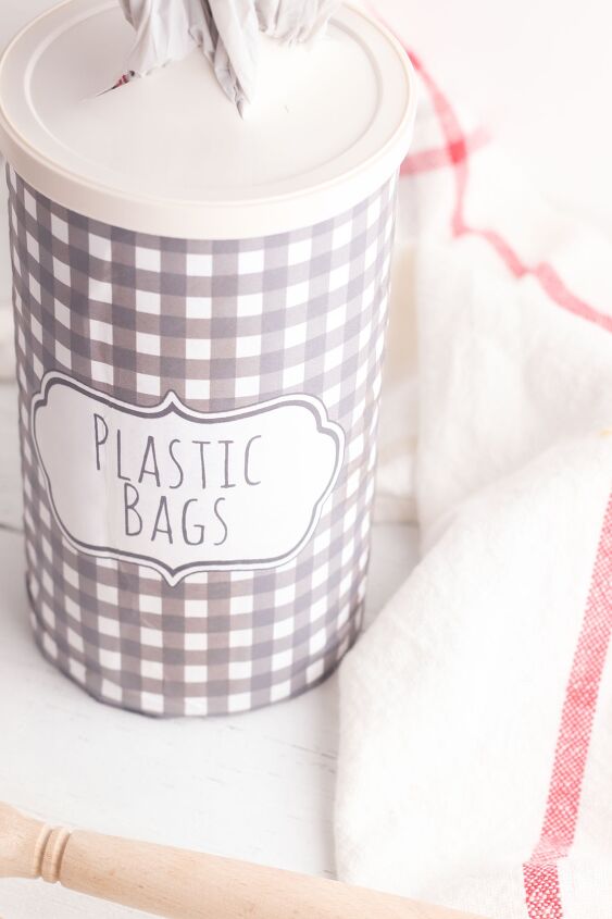 10 easy ideas how to organize plastic bags, Plastic Bag Holder From an Oatmeal Container